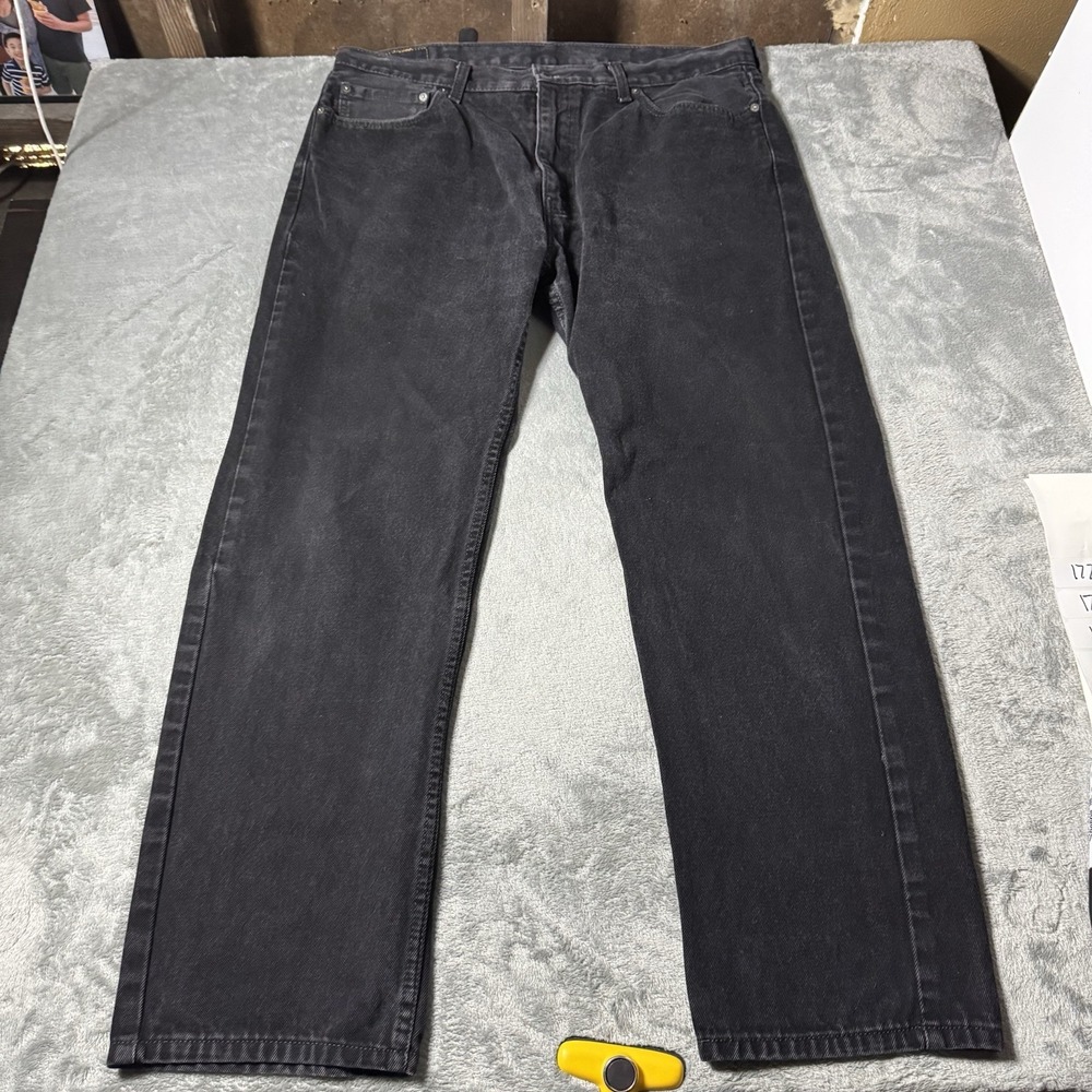 Levis 505‎ Jeans Mens 40x32 (38x29.5) Black Stretch Straight Leg Denim Classic